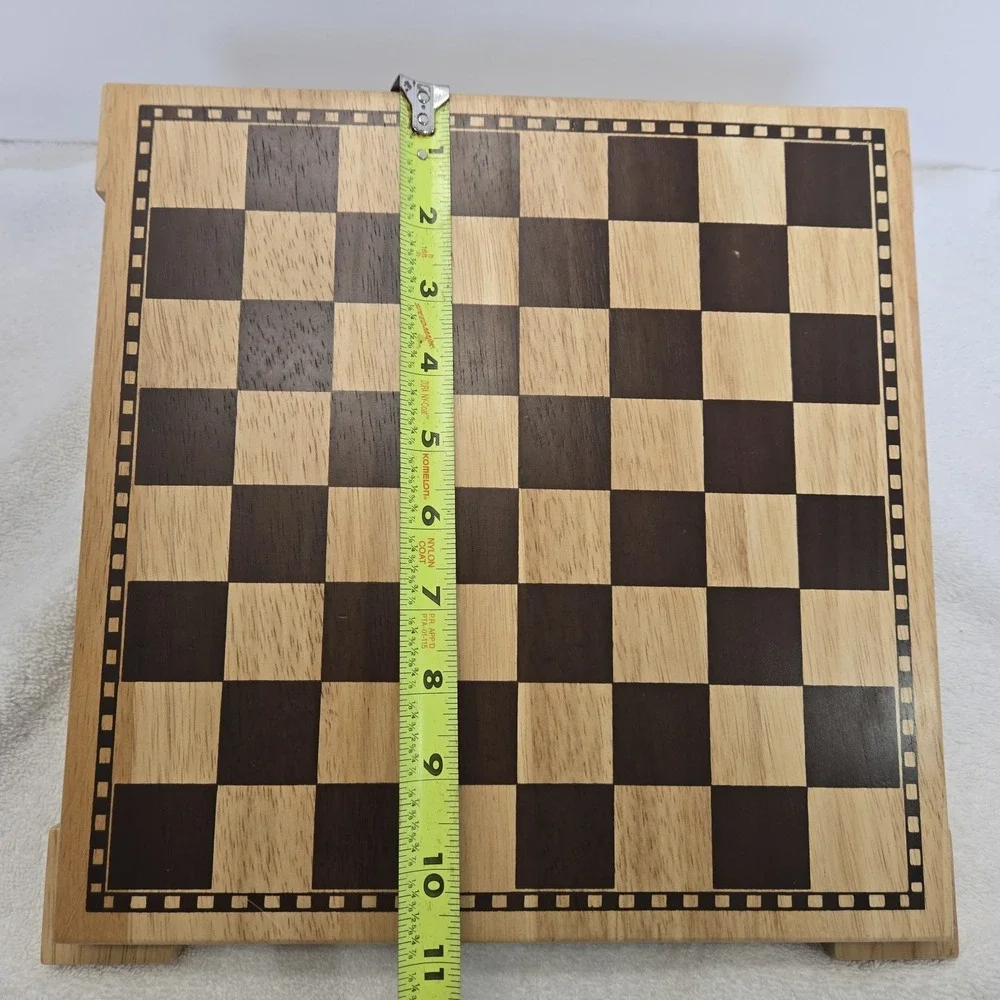 Vintage Unbranded Wooden Checker Board Footed Brown Off The Counter Lifted Tray